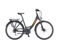 KTM Life Ride női trekking kerékpár 24 fokozatú Acera váltó, tárcsafék, matt fekete/fényes narancs, mono váz 46cm