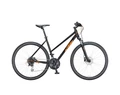 KTM Life Track női cross kerékpár 24 fokozatú Shimano Acera váltó, hidraulikus tárcsafék, fényes fekete/narancs 46cm