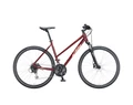 KTM Life Track női cross kerékpár 24 fokozatú Shimano Acera váltó, hidraulikus tárcsafék, piros/coral 46cm