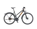 KTM Life Track Street női cross kerékpár 24 fokozatú Shimano Acera váltó, hidraulikus tárcsafék, fényes fekete/narancs 46cm