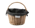 Extend Wicker natúr rattan kerékpáros első kosár pöttyös textillel és gyorsrögzítővel, natúr