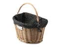 Extend Wicker natúr rattan kerékpáros első kosár pöttyös textillel és gyorsrögzítővel, natúr