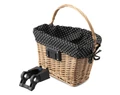 Extend Wicker natúr rattan kerékpáros első kosár pöttyös textillel és gyorsrögzítővel, natúr