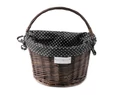 Extend Wicker natúr rattan kerékpáros első kosár pöttyös textillel és gyorsrögzítővel, barna