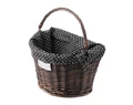 Extend Wicker natúr rattan kerékpáros első kosár pöttyös textillel és gyorsrögzítővel, barna
