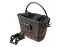 Extend Wicker natúr rattan kerékpáros első kosár pöttyös textillel és gyorsrögzítővel, barna