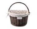 Extend Wicker natúr rattan kerékpáros első kosár virágos textillel és gyorsrögzítővel, barna
