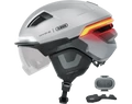 Abus HYP-E BL.ACE kerékpáros bukósisak első/hátsó világítás, index jelző, féklámpa, mágneses lencse gleam silver S (51-55cm)