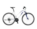 KTM Life One női cross kerékpár 24 fokozatú Shimano Acera váltó, V-fék, mattfehér (kék/zöld) 43cm