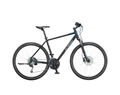 KTM Life Road férfi cross kerékpár 27 fokozatú Shimano Deore váltó, hidraulikus tárcsafék, mattfekete (szürke/kék), 51cm