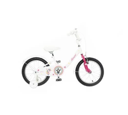 Neuzer BMX 12&quot;-os lány gyerekkerékpár, kontrafékes, sárvédővel, fehér/pink unikornisos