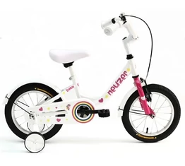 Neuzer BMX 14&quot;-os lányka gyerekkerékpár, kontrafékes, sárvédővel, fehér/pink