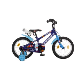 POLAR Junior 16"-os gyerekkerékpár kontrás rocket design, kulaccsal, kék