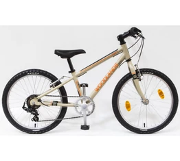 Csepel Woodlands 20&quot;-os gyerek kerékpár alumínium vázzal, 6 fokozatú Shimano váltó, homok
