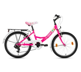 Csepel Flora 20" lányka gyermek kerékpár, 6 fokozatú váltó, neon rózsaszín