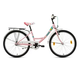 Csepel Hawaii 24"-os gyerek kerékpár, lány, kontrafékes, rózsaszín, virág mintás