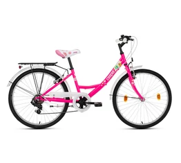 Csepel Flora 24&quot;-os lányka gyerek kerékpár 6 sebességes Shimano váltóval rózsaszín