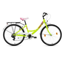 Csepel Flora 24"-os lányka gyerek kerékpár 6 sebességes Shimano váltóval neonzöld