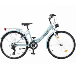 Neuzer Cindy City 24&quot;-os gyermek kerékpár lány, 6 sebességes, celeste/fehér-türkiz