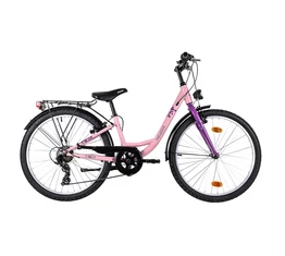 Neuzer Cindy City 24&quot;-os gyermek kerékpár lány 6 sebességes rózsaszín/lila extra alacsony vázzal