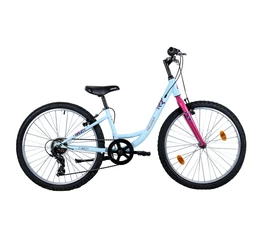 Neuzer Cindy 24"-os lányka gyerek kerékpár babakék 6 fokozatú Shimano váltóval és extra alacsony vázzal