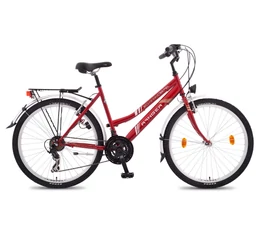 Csepel Ranger női MTB kerékpár city felszereltség, 21sebességes váltó, piros, 17"