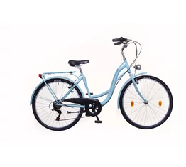 Neuzer Venezia 26"-os városi kerékpár 6 sebességes, celeste/piros-zöld, fém sárvédőkkel