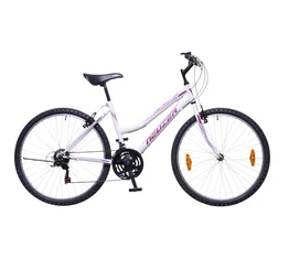 Neuzer Nelson 18 női MTB kerékpár 18 fokozatú Shimano váltórendszerrel fehér/bíbor színben 19"