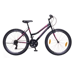 Neuzer Nelson 30 női MTB kerékpár 18 fokozatú, duplafalú kerekek, fekete/szürke-pink 15"
