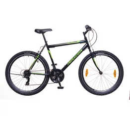 Neuzer Nelson 30 férfi MTB kerékpár 18 sebességes, duplafalú kerekek, fekete-neonzöld 19"