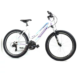 Neuzer Mistral TY300 női aluvázas 26-os MTB kerékpár, 21 sebességes, teleszkópos, fehér/pink/lila 19"