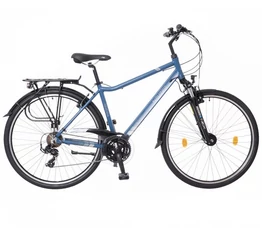 Neuzer Ravenna 100 férfi alu vázas trekking kerékpár agydinamós, teleszkópos kék/szürke matt 17&quot;