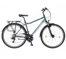 Neuzer Ravenna 100 férfi alu vázas trekking kerékpár agydinamós, teleszkópos zöld/sárga matt 21"