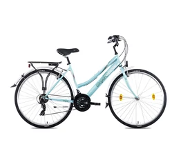 Csepel Landrider női trekking kerékpár Shimano RS/TX váltó, duplafalú abroncs, türkizkék 17"