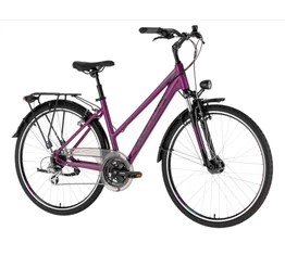 Kellys Cristy 40 Purple női trekking kerékpár 24 fokozatú Shimano Altus váltó, V-fék, agydinamó, S/17"