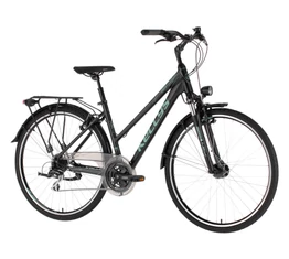 Kellys Cristy 50 Black/Aqua női trekking kerékpár 24 fokozatú Shimano Acera váltó, V-fék S/17"