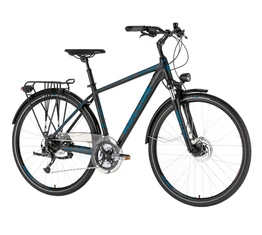 Kellys Carson 70 Black/Blue férfi trekking kerékpár 27 fokozatú Shim. Alivio váltó, Shim. Disc S/17"