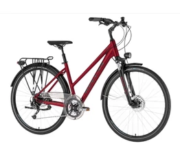 Kellys Cristy 70 Red női trekking kerékpár 27 fokozatú Shimano Alivio váltó, Shim. Disc, agyd. M/19"