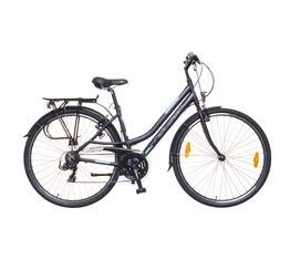Neuzer Ravenna 50 alumínium vázas női trekking kerékpár, merev villás, fekete/türkiz matt 19&quot;