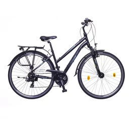 Neuzer Firenze 100 női alu vázas trekking kerékpár, agydinamós, teleszkópos fekete/szürke-türkiz matt 17"