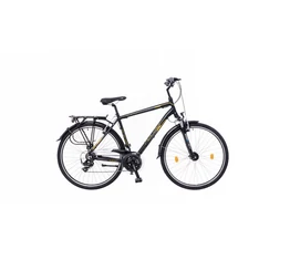 Neuzer Firenze 100 férfi alu vázas trekking kerékpár, agydinamós, teleszkópos fekete/sárga-szürke matt 19&quot;