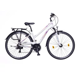 Neuzer Firenze 100 női alu vázas trekking kerékpár, agydinamós, teleszkópos fehér/mályva matt 17"