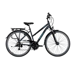 Neuzer Firenze 100 női alu vázas trekking kerékpár, agydinamós, teleszkópos antracit/ neoon türkiz 19"