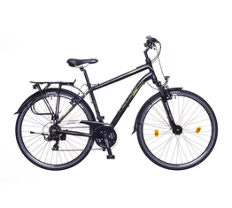 Neuzer Firenze 100 férfi alu vázas trekking kerékpár, agydinamós, teleszkópos fekete/zöld-szürke matt 17"