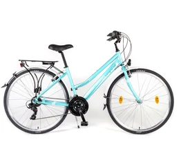 Csepel Landrider női trekking kerékpár alu vázas, 21 fokozatú Shimano váltó, türkizkék 19"