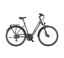 KTM Life Ride női trekking kerékpár E-vázas 24 fokozatú ALTUS váltó, tárcsafék, matt elderberry 46cm