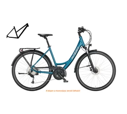KTM Life Space női trekking kerékpár 27 fokozatú Acera váltó, tárcsafék, komfort vázas, vital blue 51cm
