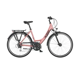 KTM Life Joy női trekking kerékpár 24 fokozatú Shimano Altus váltó, monovázas, vintage rose 43cm