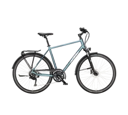 KTM Life Space férfi trekking kerékpár 2x9 fokozatú CUES váltó, tárcsafék, zöld/lila 46cm