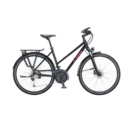 KTM Life Space női trekking kerékpár 27 fokozatú Deore XT váltó, tárcsafék, metál fekete, komfort váz 46cm